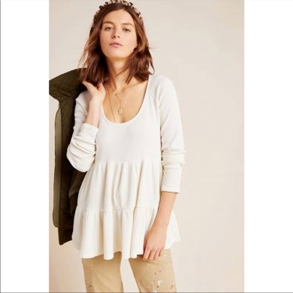 Anthropologie’s Maeve- Cream Samina Thermal Babydoll -SM - Picture 1 of 8